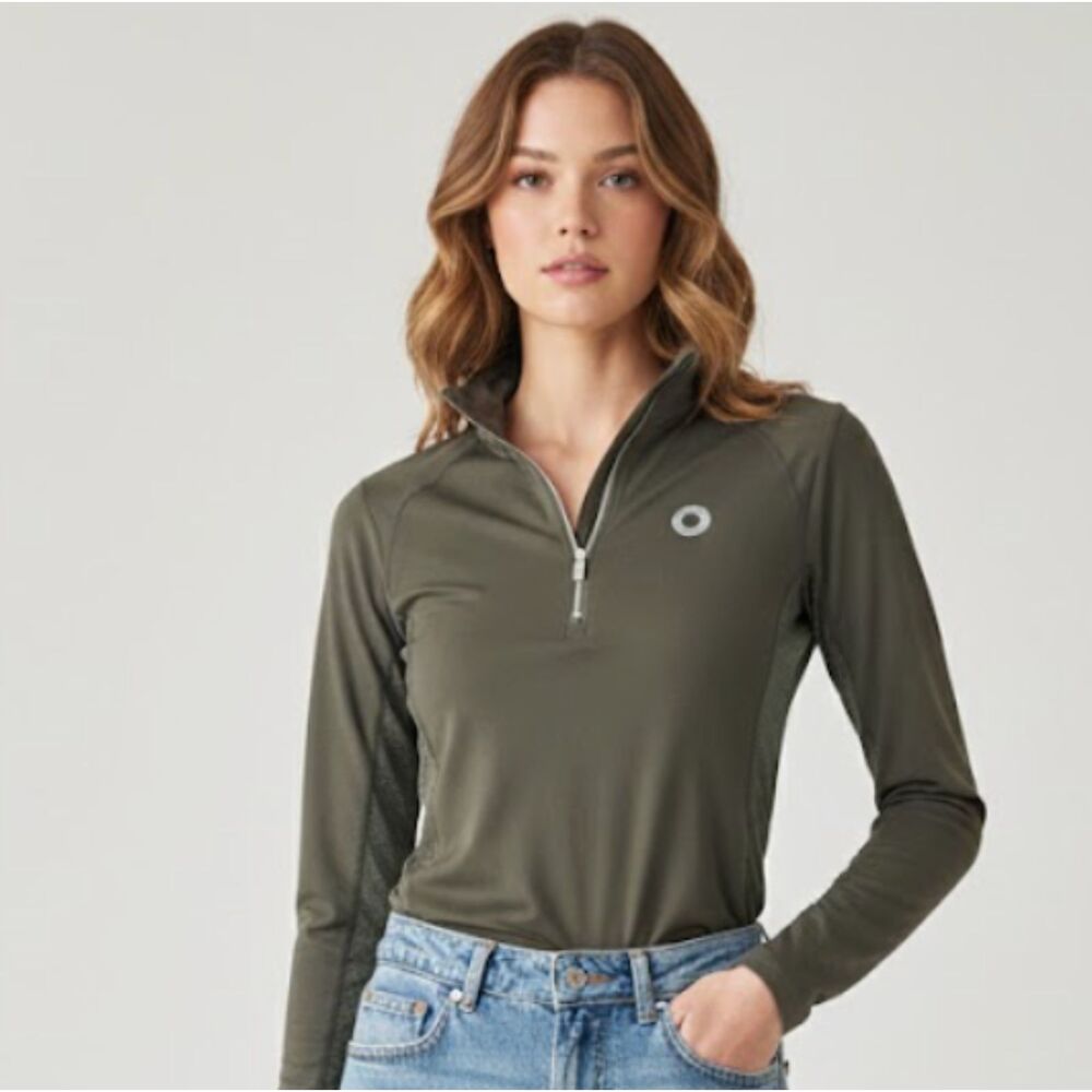 🐎 Kingsland Equestrian Olive Green 1/4 Zip Pullover Size M 🐎